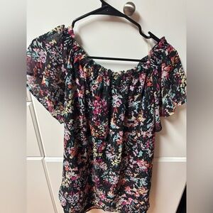 Nine West Large Blouse in black, pink and blue pattern